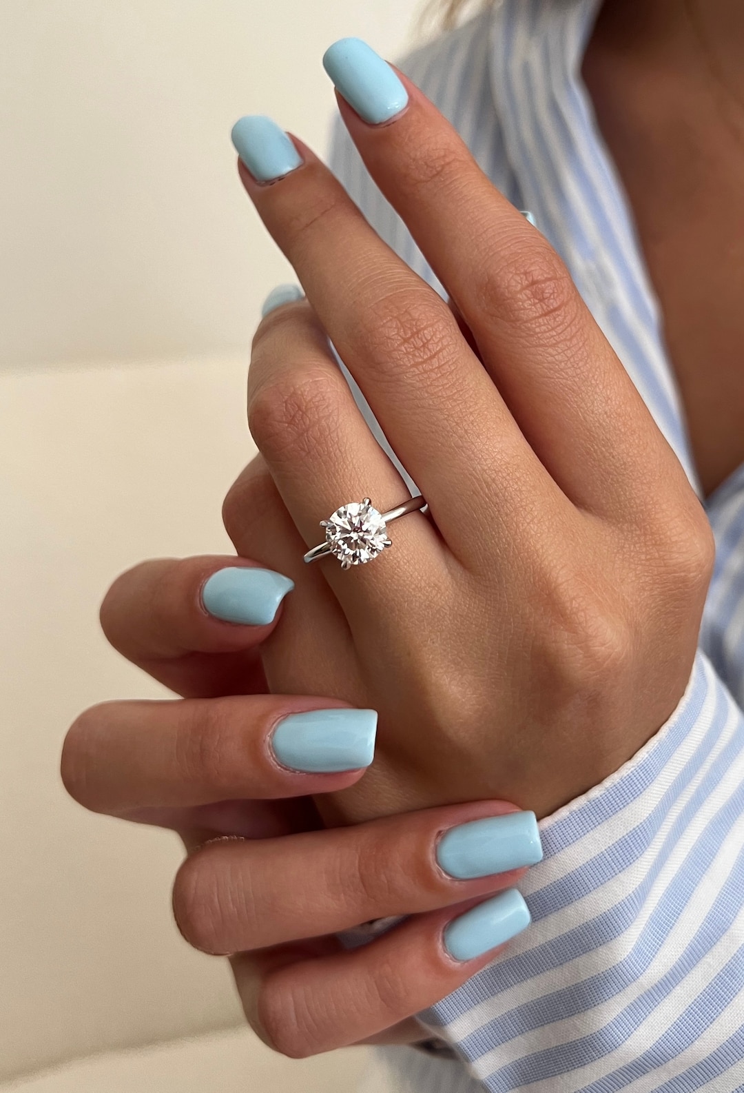 2.00 Carat Round Cut Diamond Solitaire Engagement Ring in 14K White ...