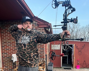 Camo Hoodie Fleece Lined | Hunting Sweatshirt | Hunt The Season Hoodie | Outdoor Apparel | Deer Camp Gift Heavyweight
