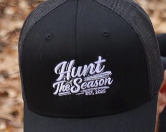 Hunting Trucker Cap | Mesh Back Hunting Hat | Whitetail Deer Hunter Apparel | Outdoorsman Gift  | Hunt The Season Snapback Hat