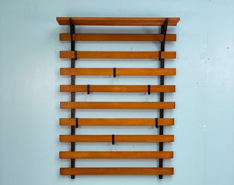 Original 60s mid-century teak wardrobe with hat rack