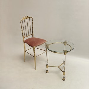 Hollywood Regency Set of 2 Chiavari Chairs - Side Table, Italy 1950s