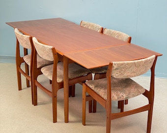 Table à manger danoise vintage en teck et 5 chaises par Niels Otto Møller pour A.B.J, 1960