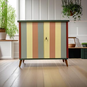 Vintage hand-painted shoe cabinet from the 1960s