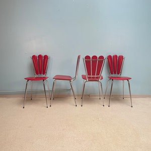 Rockabilly kitchen chairs tubular steel chrome imitation leather red by Tubmenager S.A. Ranger 1950s