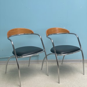 Sedie vintage di Effezetain in tubolare cromato anni '80 Italia