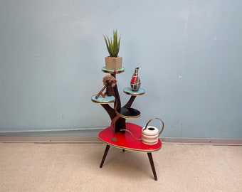 Support de fleur allemand vintage \ Plant Stand \ Flower table \ Milieu du siècle coloré des années 1950