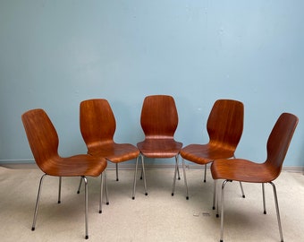 1 of 5 Mid-century Scandinavian Teak Dining Chairs by Herbert Hirche for Jofa Stalmobler Denmark 1960s