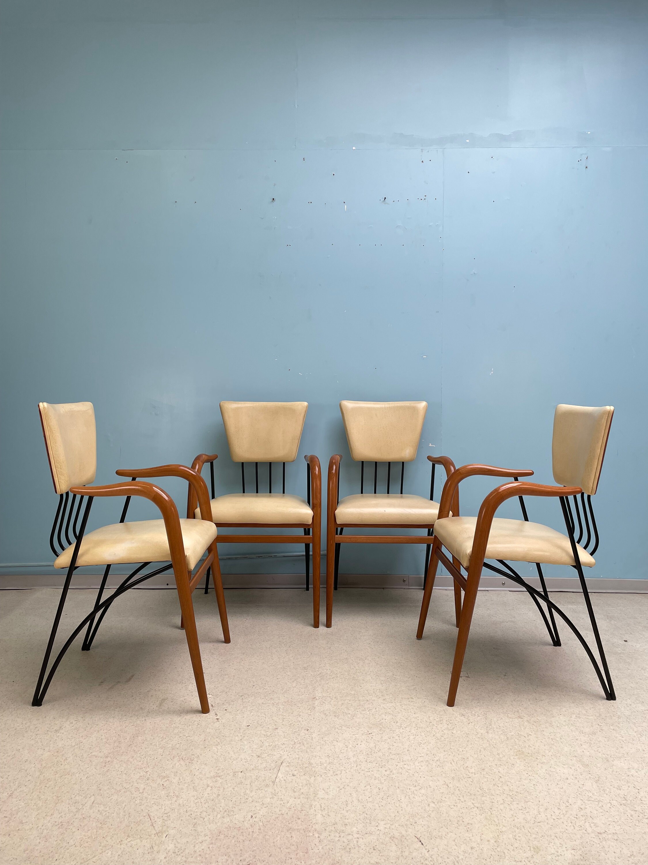 vintage チェア ヴィンテージ アームレスト チェア 4 脚セット Sedex イタリア 1990