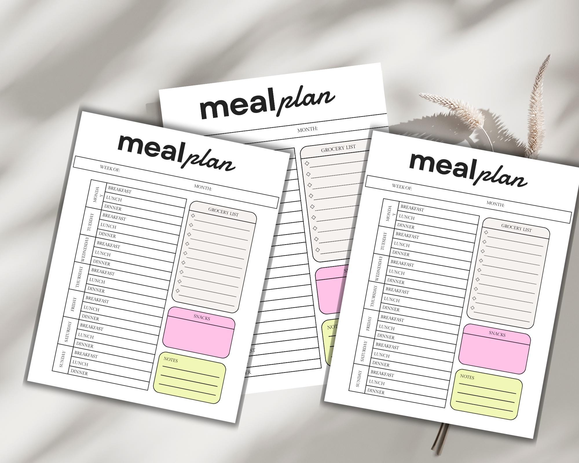 Printable Weekly Meal Planner – Customizable Menu, Meal Prep Tracker ...