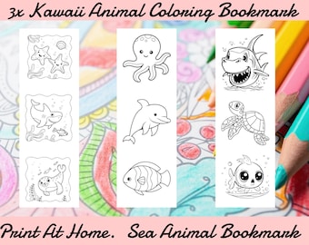 Marcapáginas de animales marinos kawaii, lindo marcador de página de criatura marina, regalo para amantes de los libros, lindos marcadores de página de criatura marina, lindo soporte de página de libro