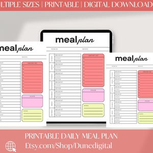 Afdrukbaar weekmenu – Digitale download, Maaltijdplanner, Weekmenu-indeling, Instant afdrukbare pdf, Meal Prep Tracker
