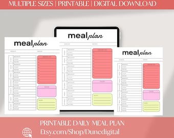 Planner settimanale dei pasti stampabile – PDF scaricabile immediatamente, monitoraggio della preparazione dei pasti