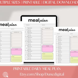 Afdrukbare wekelijkse maaltijdplanner: sjabloon voor maaltijdplanning, digitale download, aanpasbaar weekmenu, directe toegang, tracker voor het bereiden van maaltijden
