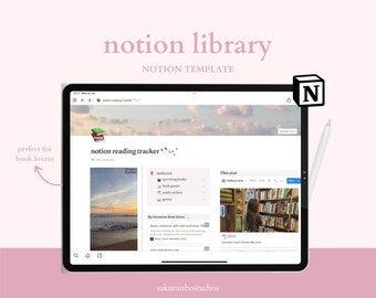 Aesthetic Notion Reading Tracker, Book Journal Log (Digital)