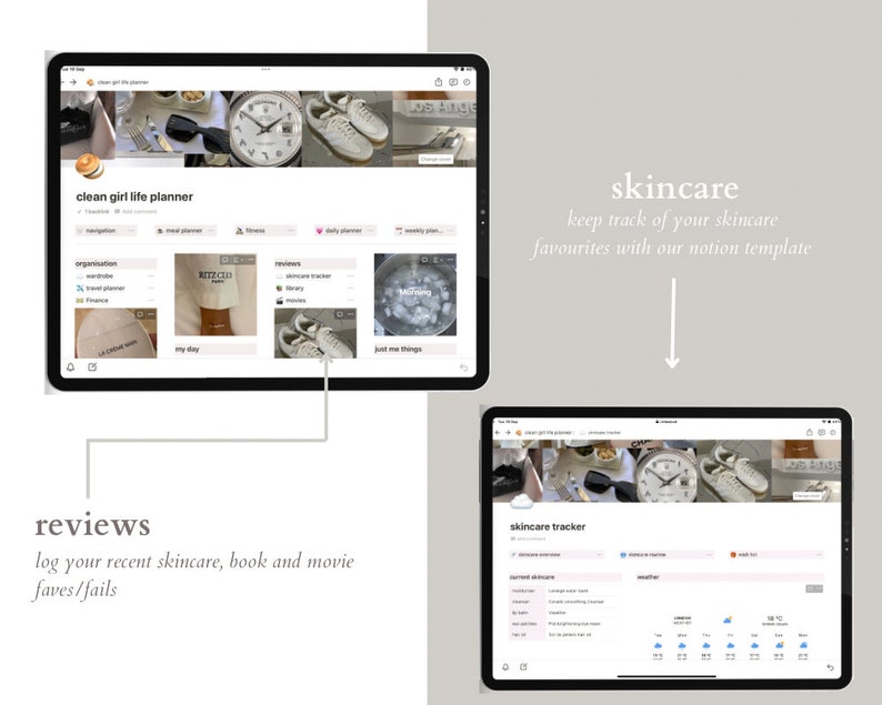 Clean Girl Aesthetic Notion Life Planner, Aesthetic Notion Organiser