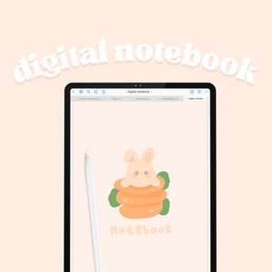 Cute Pink Bunny Digital Notebook for GoodNotes | OneNote Planner | Kawaii iPad Note taking Template