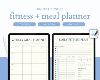 Aesthetic Fitness and Meal Planner Template for GoodNotes, That Girl Weekly Planner Printable, Cute Gifts For Teen, That Girl Health Journal