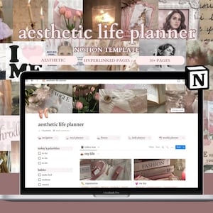 Aesthetic Pink Life Notion Template, Aesthetic That Girl Notion Organiser, Pink Notion Dashboard, That Girl Life Planner, Aesthetic Gifts