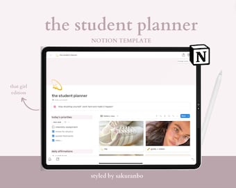 Plannersjabloon Esthetic Student Notion, College Dashboard (digitale download)