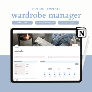 Ultimate Notion That Girl Wardrobe Manager, Notion Outfit Planner, Aesthetic Notion Template, Wish List Tracker, Notion Digital Planner