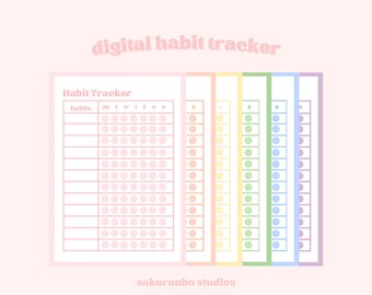 Kawaii Pink Habit Tracker | Cute GoodNotes Planner | Aesthetic Printable Agenda | Sakuranbo Studios