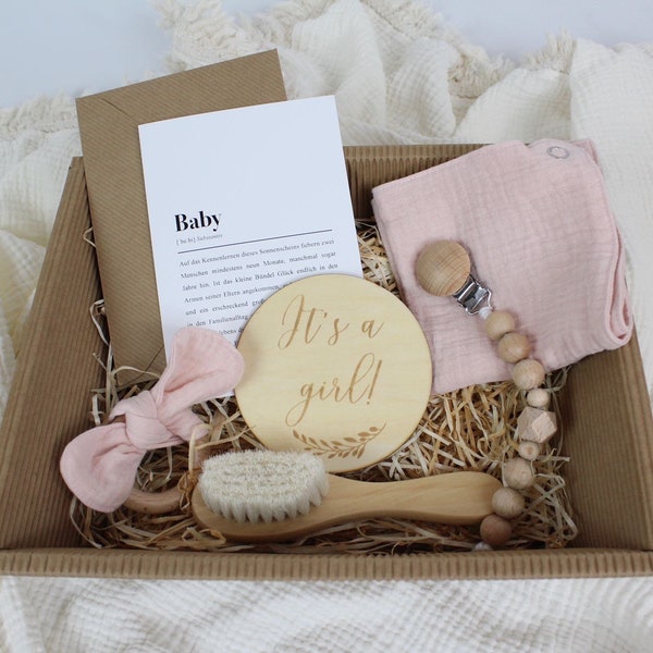 Babygeschenk Geburt Mädchen Präsentkorb/Geschenkkorb Rosa