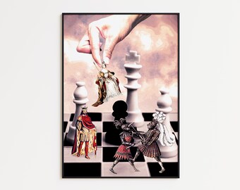 Vintage Wall Art, Aesthetic Wall Art, Aesthetic Art Print, Chess Art Print, Aesthetic Wall Decor, Surrealism Art, Vintage Art Print