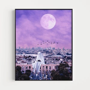 Gespenster Kunstdruck, lila Wandkunst, lila Kunstdruck, gespenstischer Kunstdruck, Geister Wandkunst, Halloween Wanddekor, Halloween Kunstdruck