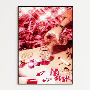 Poker Wall Art, Poker Art Print, Casino Art Print, Pink Wall Art, Pink Art Print, Playing Cards Wall Art, Aesthetic Art Print