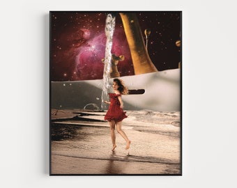 Celestial Art Print, Night Art Print, Cosmic Art Print, Red Wall Art, Stars Wall art, Night Wall Art, Outer Space Art