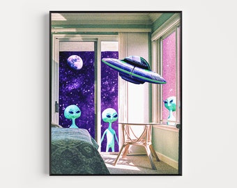 Surreal Collage Art, Space Art, Space Themed Art, Retro Space Art, Cosmic Art Print, Outer Space Wall Art, Galaxy Wall Art