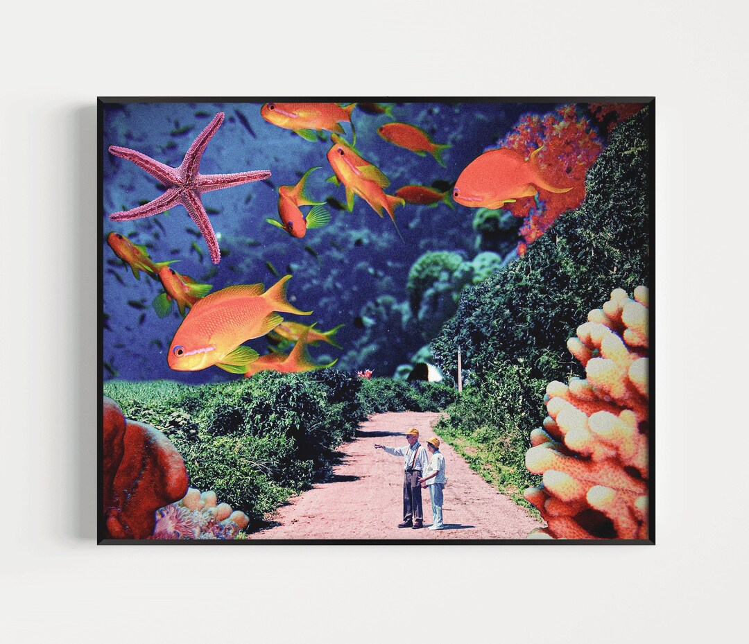 Ocean Wall Art, Fish Art Print, Aquarium Decor, Couple Art, Nautical