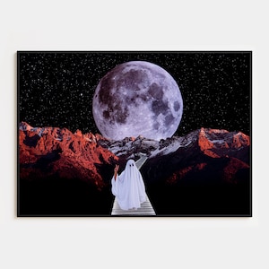 Ghost Art Print, Gothic Wall Art, Halloween Art Print, Halloween Wall Decor, Spooky Art Print, Celestial Art Print, Surreal Digital Collage