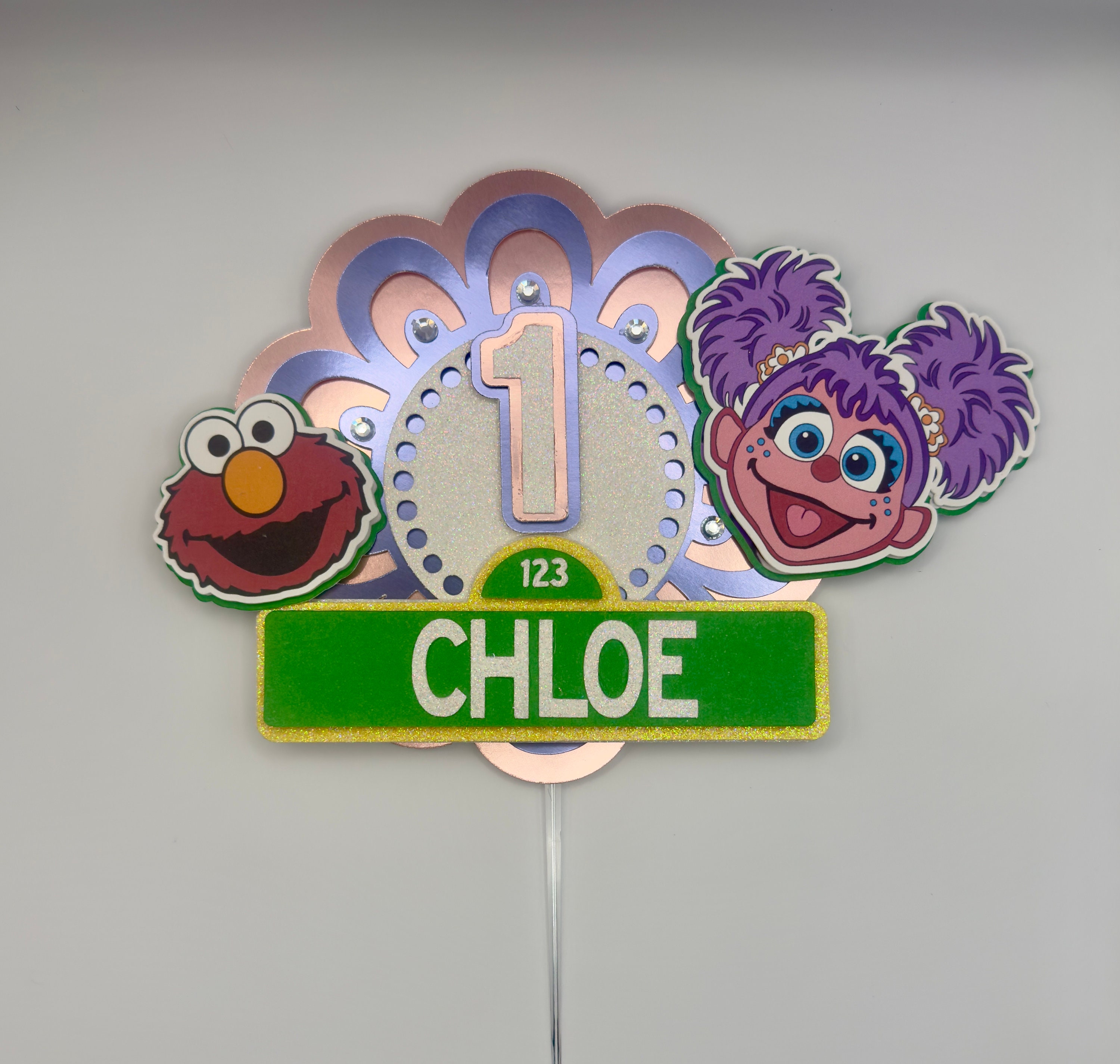 Cake Topper, Birthday, Cumpleaños, One Year, S E S a M E, Pink Flower