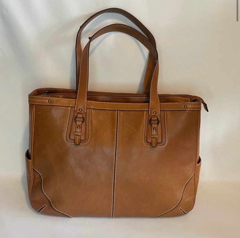 FRANKLIN COVEY Brown Leather Tote Bag Briefcase Organizer Shoulder Laptop  Purse