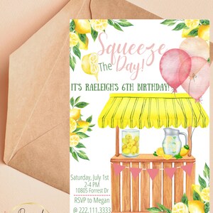 Lemonade Stand Birthday Invitation•Editable Invite•Lemonade Birthday•Pink Lemonade Birthday Invitation•Edit Your Own•Print Your Own