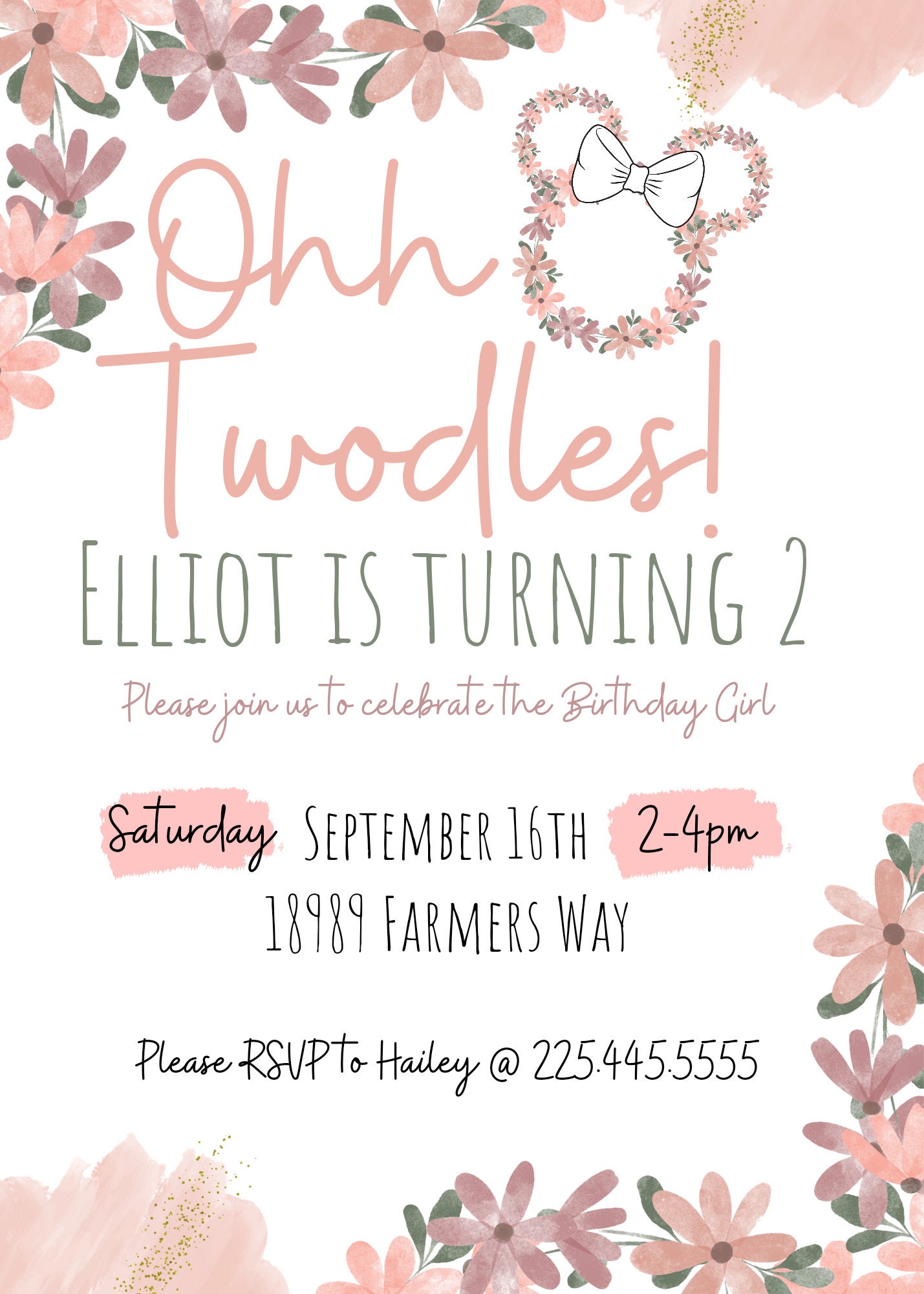 Oh Twodles Editable Birthday Invitationoh Twodles Birthday Themeoh