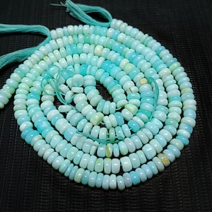 Blue Opal Gemstone, 6 mm, Rondelle Beads, Heishi Disc shape Bead, Tyre Shape beads Handmade Beads, 8 inch Strand, Briolette Beads: