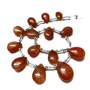 14 Pcs. Excellent Sunstone Smooth Teardrop Shape, Size 8x12 to 10x14 mm, Teardrop shape bead, Teardrop Shape Briolette beads: