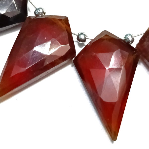 Grenat rouge naturel, forme de cerf-volant à facettes hessonite, forme de feuille, 6 pcs, 14x21 à 16x25 mm, pierre précieuse en vrac calibrée, perle de couleur rouge