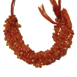 Cornaline taille brillante, forme de larme facettée, taille - 4x6 à 5x7 mm, brin 8 », perles Briolette, perles faites à la main, perles de fabrication de bijoux: