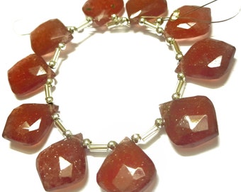 Natural Strawberry Quartz Leaf Beads, Faceted Red Quartz Briolette, 14x18mm Carved Leaf Gemstone, Wholesale Beads for Jewelry Making, 10 Pcs