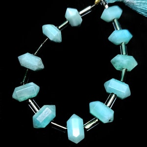 10 pièces Briolette de Larimar | Forme fantaisie | Paire de perles assorties - 4 x 8 mm environ. Extrêmement rare, le meilleur article pour la fabrication de bijoux :