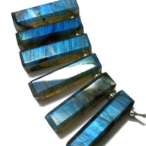 Blue Fire Labradorite Rectangle Shape Bead Size- 30x8x8 mm, 6 Pieces, labradorite Pointed Shape  Best item for jewelry making