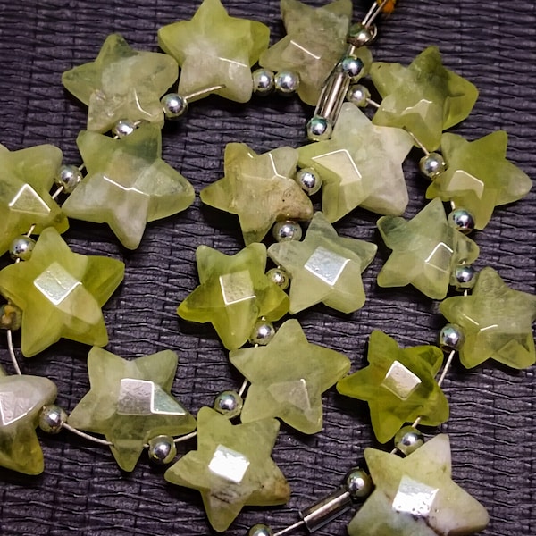 Vary Rare Natural Yellow Prehnite Star Shape, Prehnite Bead, Faceted Star Shape, 10 Pcs., Briolette Beads, Jewelry making Bead: