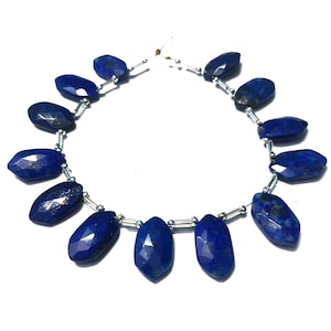 Gorgeous 13 pcs. Lapis Lazuli faceted Hexagon shape beads, Size 12x18 mm, Briolette beads, wholesale price,best item for jewellery making: