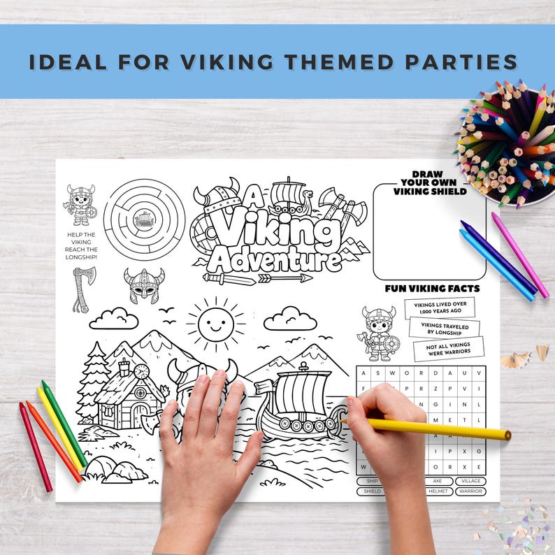 Viking Activity Placemat Printable | Kids Coloring & Games | Norse ...