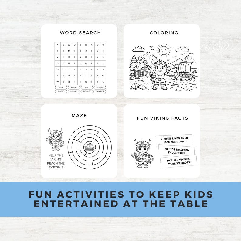 Viking Activity Placemat Printable | Kids Coloring & Games | Norse ...