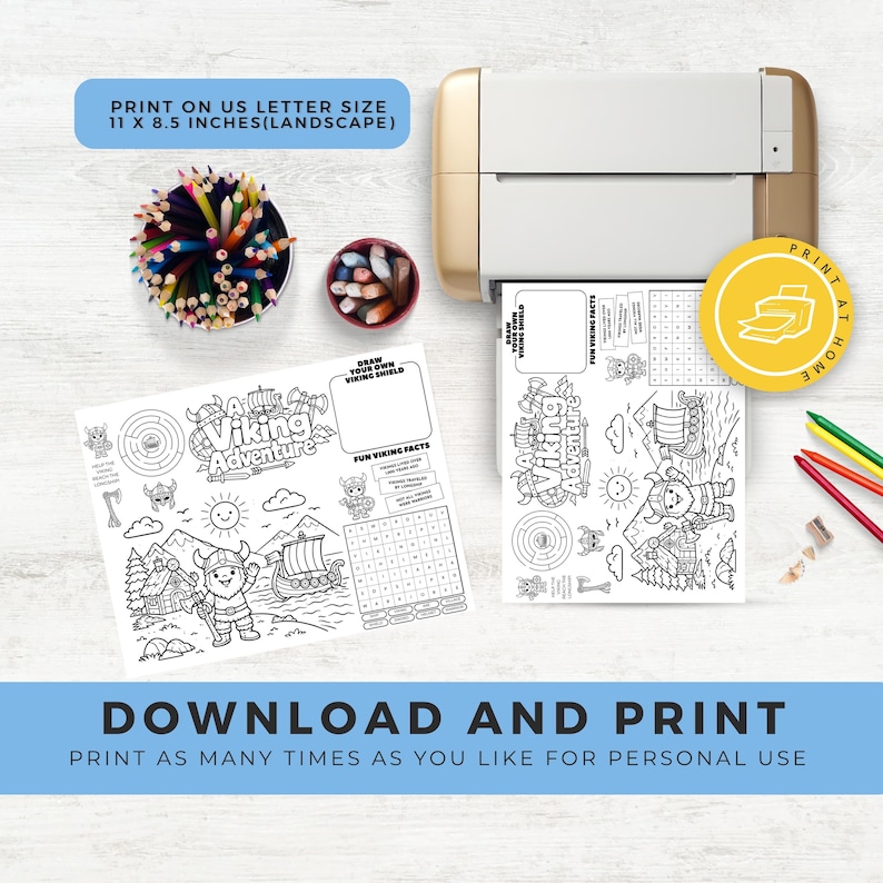 Viking Activity Placemat Printable | Kids Coloring & Games | Norse ...