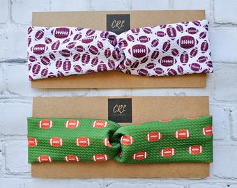 GAMEDAYFOOTBALL+GREEN FOOTBALL | Twist Headband | matching headband | sports| football | spirit | fall | game day | nfl | college football